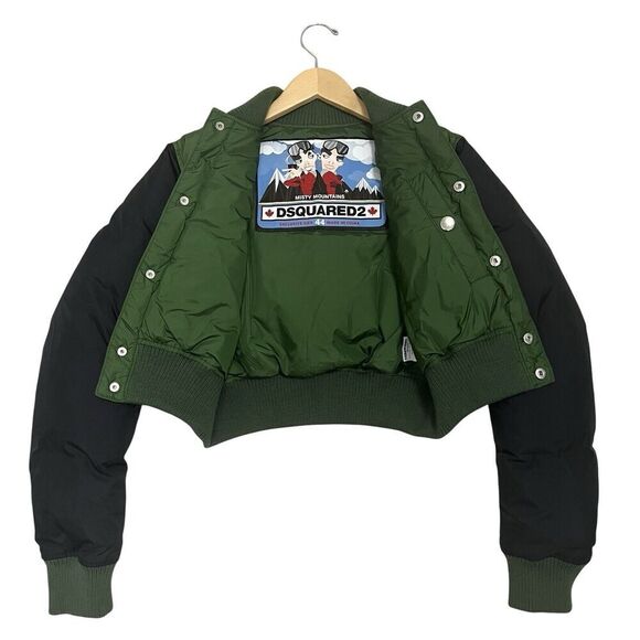 Dsquared 2 Cropped Bomber Puffer Down Jacket Short Coat Green Rare Women’s 44 S - Picture 6 of 12